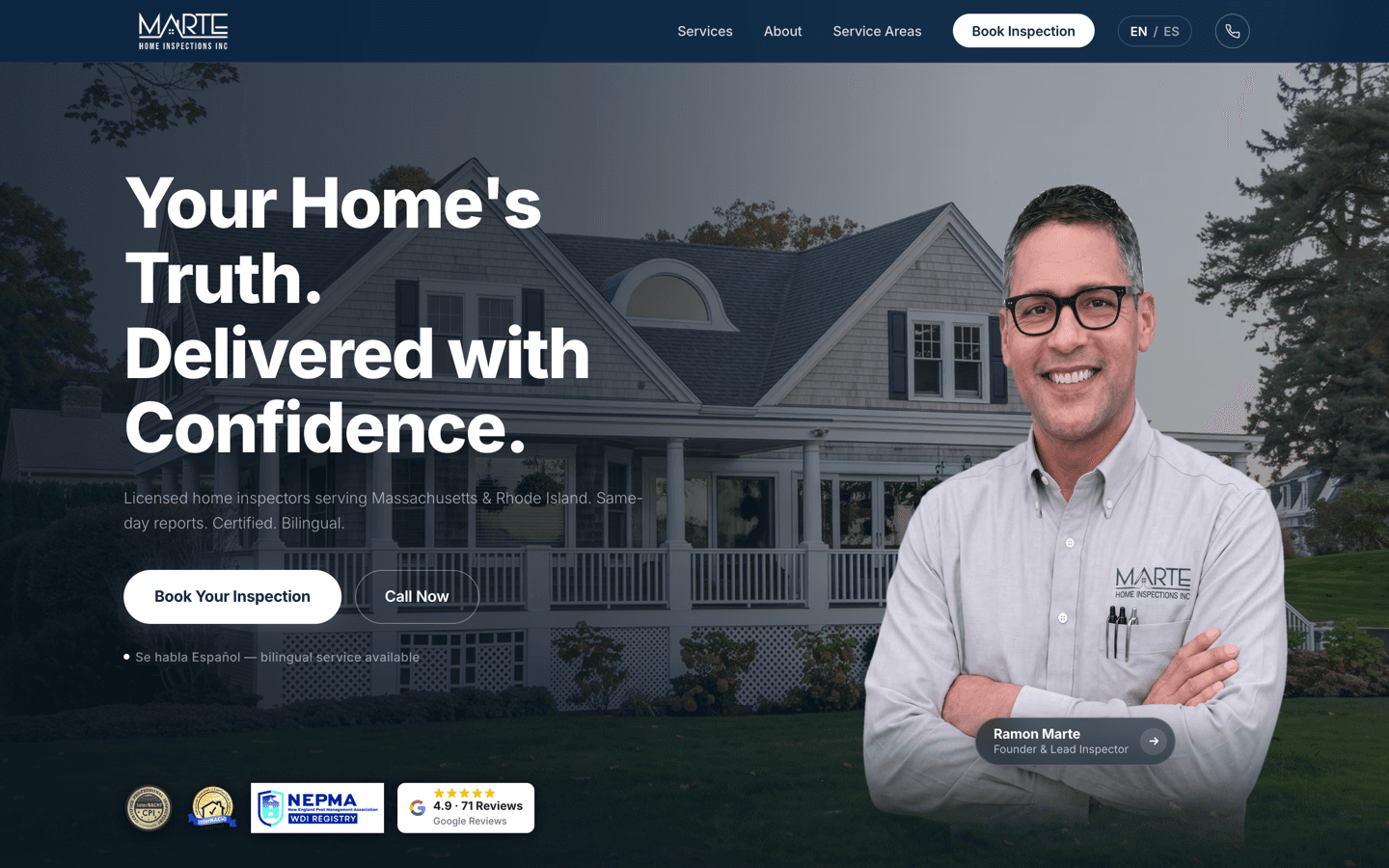 Marte Home Inspections website
