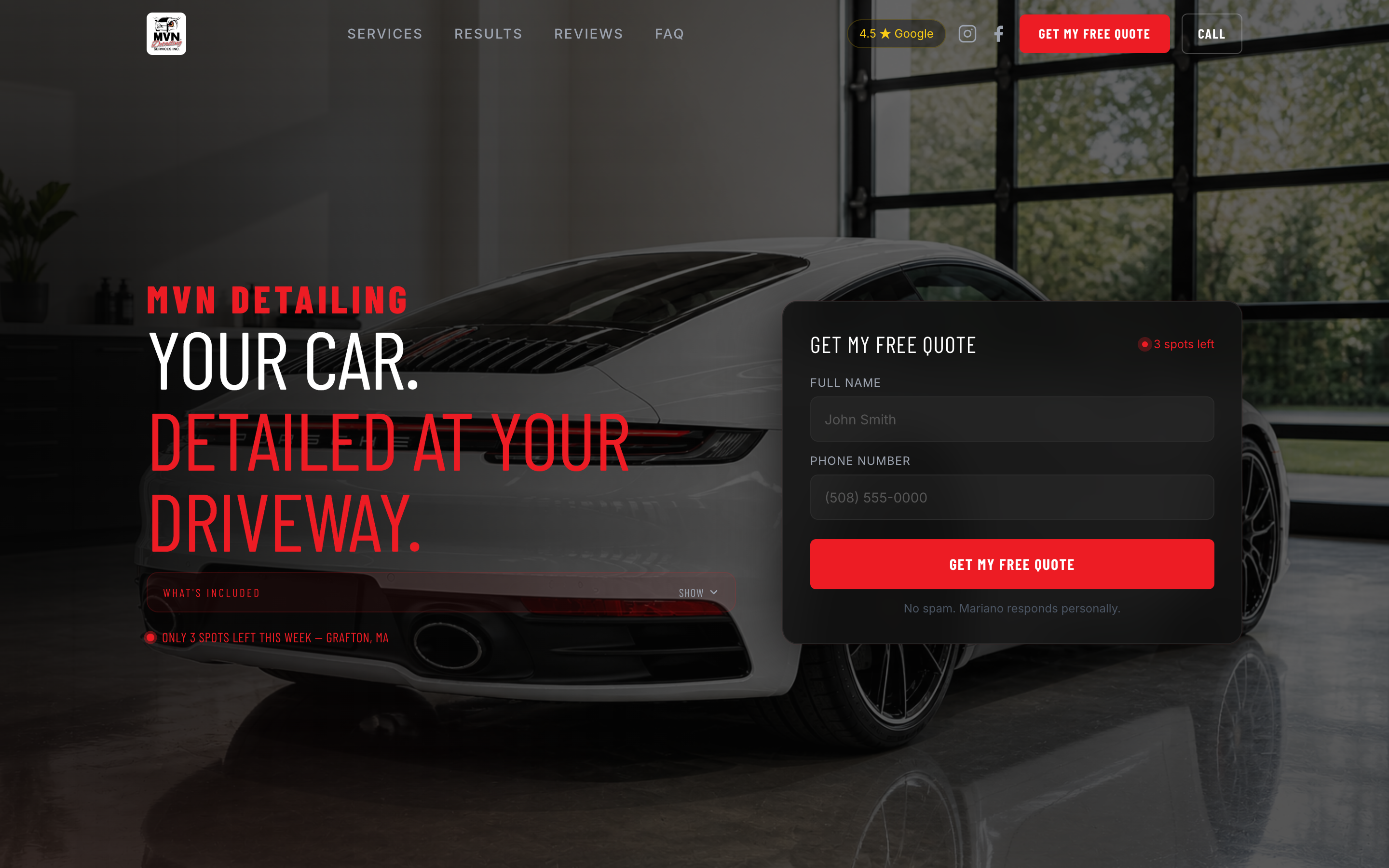 MVN Detailing Services website